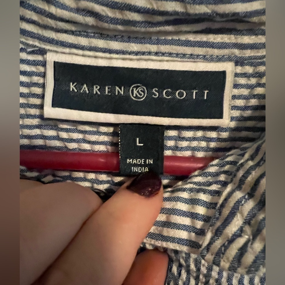 Karen Scott Striped Shirt Dress Size Large - Picture 4 of 10